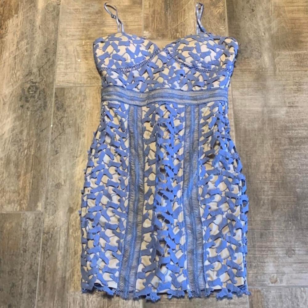 Very cute blue beige lace prom homecoming dress size 1